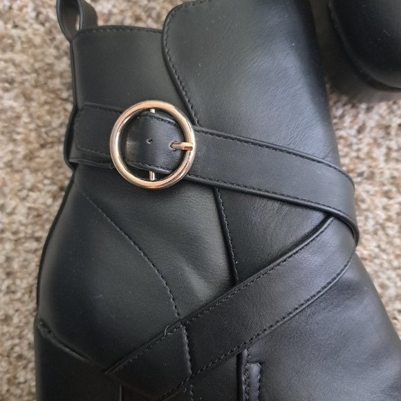 Lulus Dalore Black Platform Buckle Ankle Booties - Picture 3 of 6